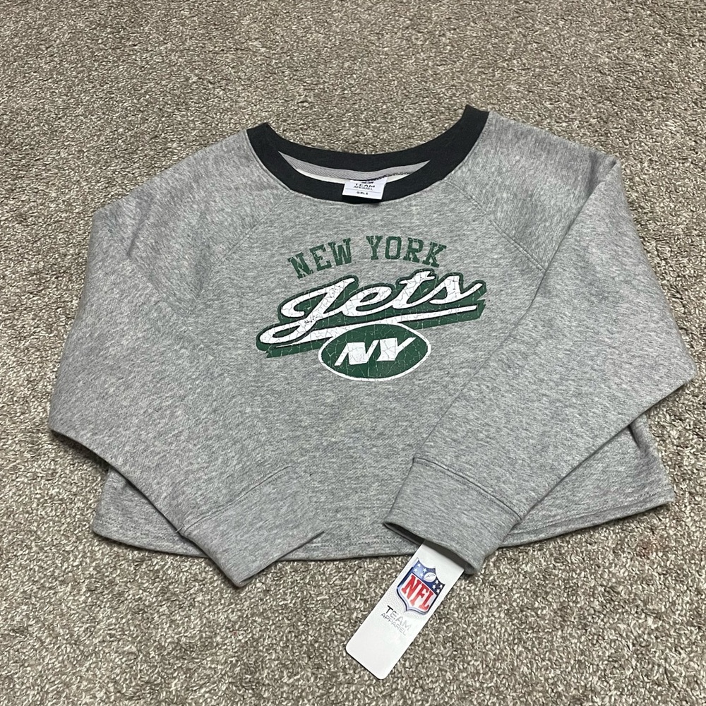 NWT Girl’s NFL New York Jets Cropped Crewneck Sweatshirt Size XS